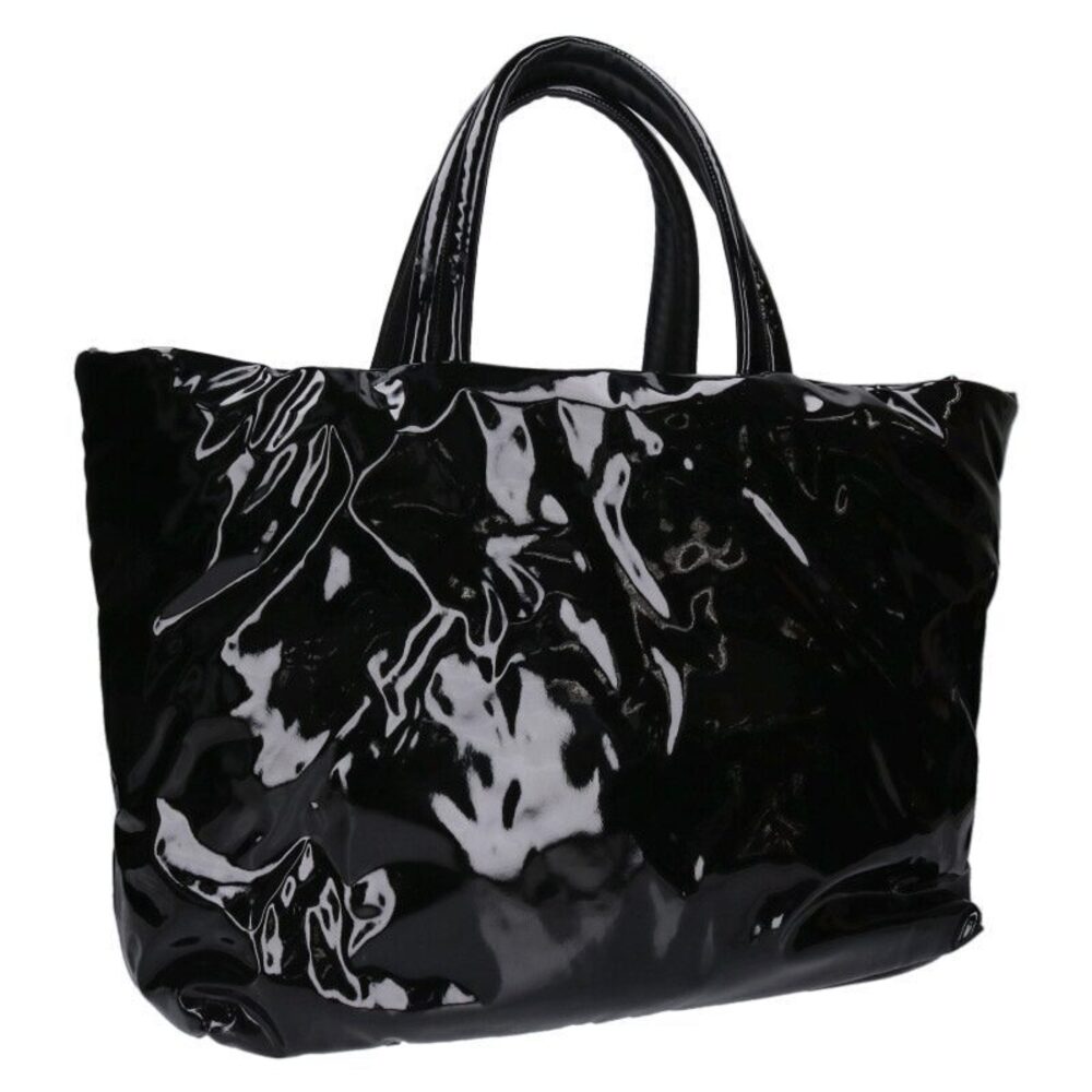 Saint Laurent Paris Logo Patent Vernis Tote Bag Black - Picture 2 of 5